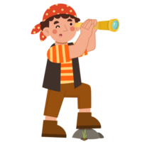 Illustration of a pirate looking with binoculars png