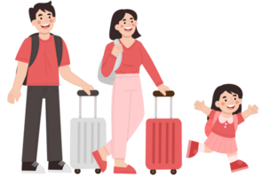 Illustration of a happy family on vacation travel png