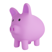 Pink piggy bank stand 3d illustration png