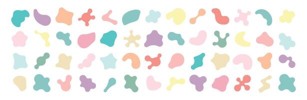 Irregular random blobs. Abstract organic blotch, inkblot and pebble silhouettes. Pastel color illustration vector