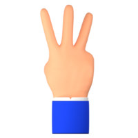 hand points to the count of three 3d illustration png