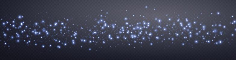 Blue glittering dots, particles, stars magic sparks. Glow flare light effect. Blue luminous points. Vector particles