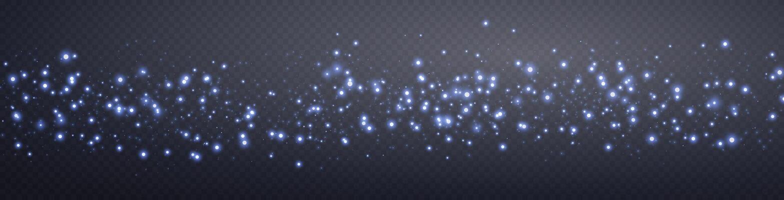 Blue glittering dots, particles, stars magic sparks. Glow flare light effect. Blue luminous points. Vector particles