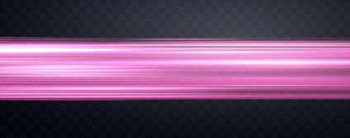 Speed rays, velocity light neon flow, zoom in motion effect, pink glow speed lines, colorful light trails, stripes. Abstract background, vector illustration.