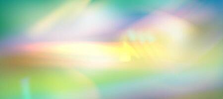 Blurred rainbow refraction overlay effect. Light lens prism effect on bright background. Holographic reflection, crystal flare leak shadow overlay. Vector abstract illustration.