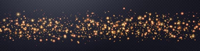 Orange glittering dots, particles, stars magic sparks. Dust cloud flare light effect. Orange luminous points with smoke. Vector particles