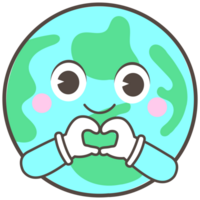 World Earth Day Cute Hand Drawn earth showing love hand sign png