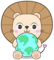 World Earth Day Cute Hand Drawn world lion day png