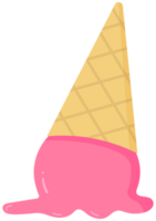 fofa colorida kawaii gelo creme Derretendo morango gelo creme dentro uma cone png