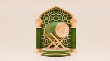 3D Render Ramadan Animation Background with lantern, mosque, and islamic ornaments video