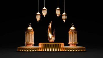 3D Render Ramadan Animation Background with lantern, mosque, and islamic ornaments video