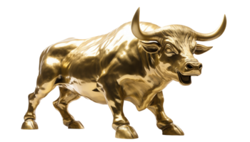 AI generated gold cow isolated png
