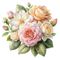 AI generated Aesthetic watercolor of flower bouquet clipart, isolated no background png