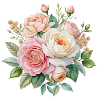 AI generated Aesthetic watercolor of flower bouquet clipart, isolated no background png