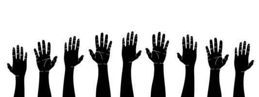 Hands raised up. Vector image