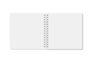 blanco realista a5 cuaderno abrió con oscuridad. vector