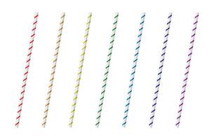 Vector set of realistic colorful drinking straws