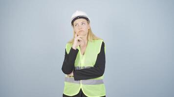 le ingénieur en train de regarder le construction est réfléchi. video