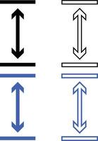 Vertical arrows between lines icon. Outline vertical arrows between lines sign. flat style. vector