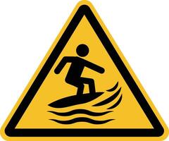 Caution surfboard collide with people in water icon. Surf craft area sign. Surfboards symbol. flat style. vector