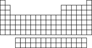 vacío periódico mesa de elementos icono. vacío periódico mesa de elementos en química signo. científico recursos para profesores y estudiantes símbolo. plano estilo. vector