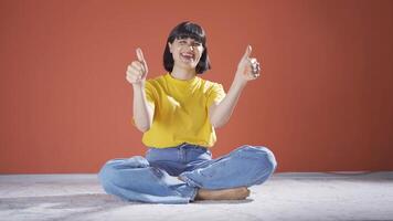 Woman experiencing joy looking at camera. video