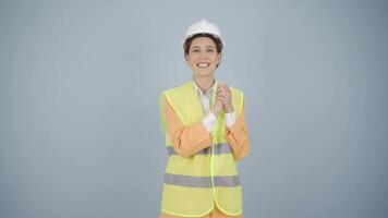 Engineer making a sign of confidence at the camera. video