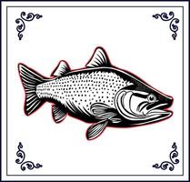 Hand Drawn Black and White Fish vector