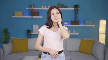 Young woman with itchy ears. video