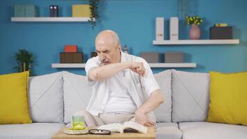 The sick man can't stop coughing. video