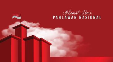 Greeting card of happy heroes day hari pahlawan indonesia vector