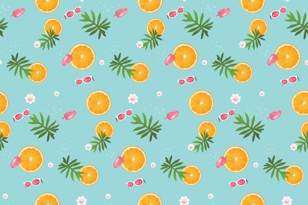 Summer seamless pattern with summer tropical beach vibes