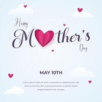 Mother's Day May 10th with love and text on an isolated background vector