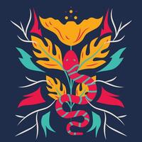 Snake Crawling on a Flower Vector illustration Artwork