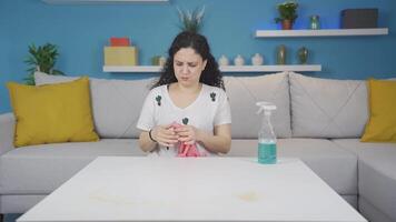 The young woman who struggles with stubborn stains. video