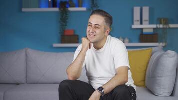 Man thinking about happy memories. video