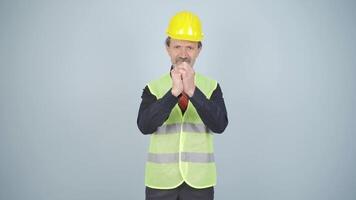 Engineer making a sign of confidence at the camera. video