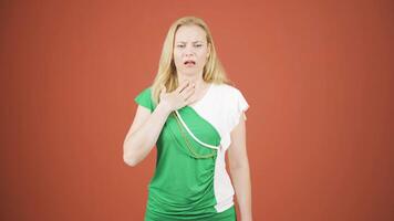 Woman with sore throat. video