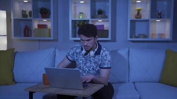 Man encountering problem on laptop. The man is angry and trying to figure it out. video