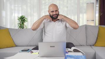 Home office worker man waiting excited and cheerful. video