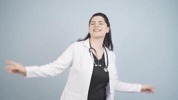 Dancing doctor. Happy and cute. video