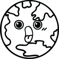 line drawing cartoon of a planet earth png