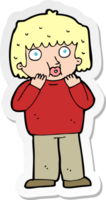 sticker of a cartoon worried boy png