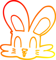 warm gradient line drawing of a cartoon cute bunny png