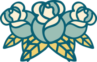 image emblématique de style tatouage d'un bouquet de fleurs png