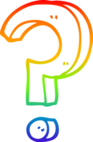 rainbow gradient line drawing of a cartoon question mark png