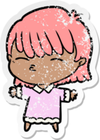 distressed sticker of a cartoon woman png