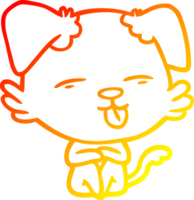 warm gradient line drawing of a cartoon dog sticking out tongue png