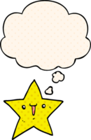 cute cartoon star with thought bubble in comic book style png