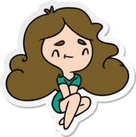 sticker cartoon illustration of a cute kawaii girl png